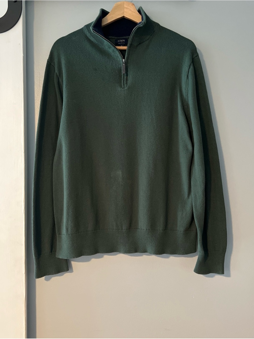 J. Crew Men’s Forest Green Quarter Zip Sweater